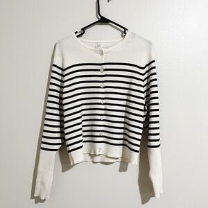 Black and White Striped Women’s Cardigan